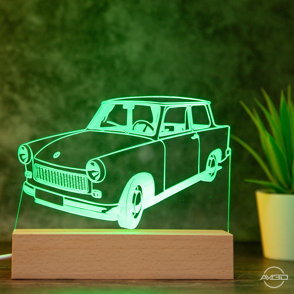 LED Tischlampe aus Acryl für Oldtimer - Fans - AM3D Shopmit Holzsockel 15cm