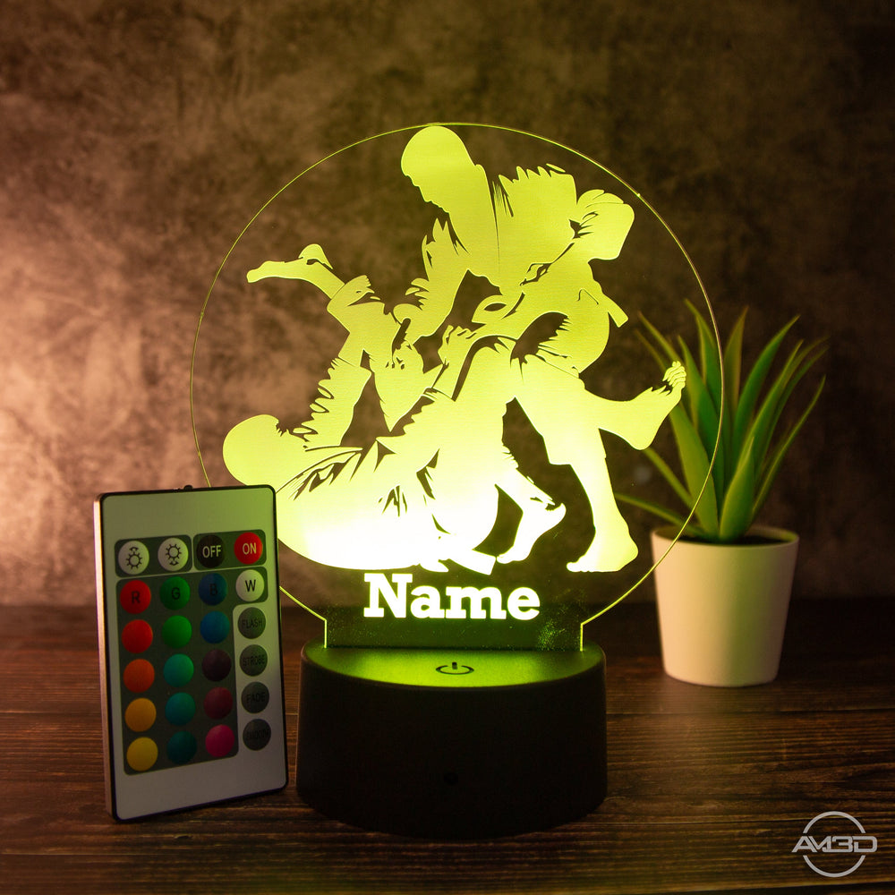 LED Tischlampe aus Acryl - Jiu Jitsu - Das perfekte Geschenk für Jiu Jitsu Kämpfer! - AM3D Shopmit Kunststoffsockel
