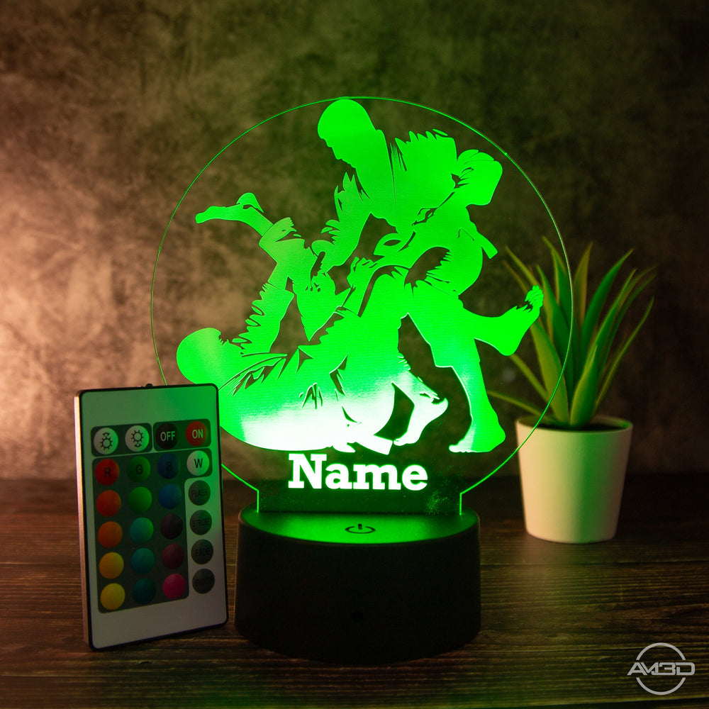 LED Tischlampe aus Acryl - Jiu Jitsu - Das perfekte Geschenk für Jiu Jitsu Kämpfer! - AM3D Shopmit Kunststoffsockel