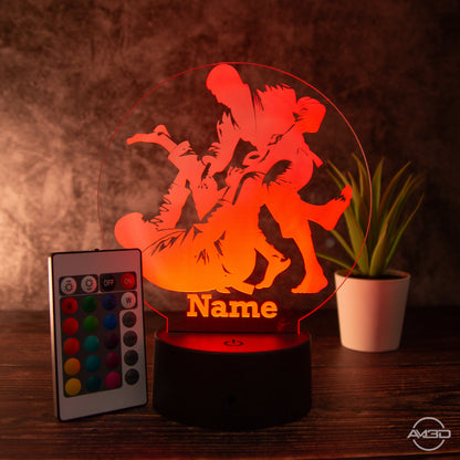 LED Tischlampe aus Acryl - Jiu Jitsu - Das perfekte Geschenk für Jiu Jitsu Kämpfer! - AM3D Shopmit Kunststoffsockel
