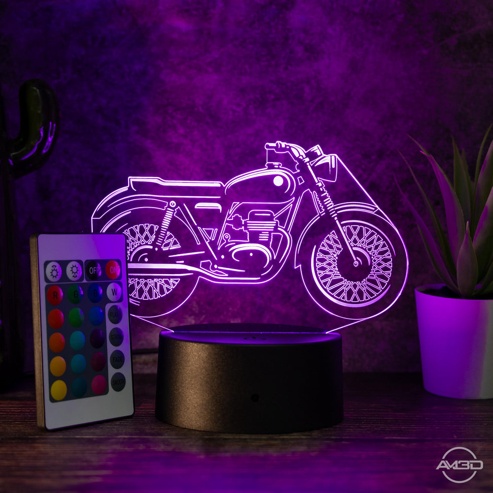 LED Tischlampe Motorrad Cafe Racer - das perfekte Geschenk für Fans von Cafe Racer! - AM3D Shopmit Kunststoffsockel