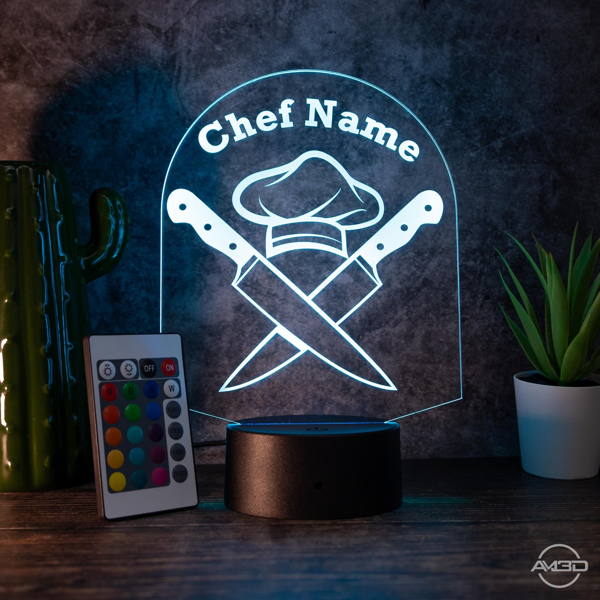Personalisierbare LED - Lampe für Köche Das perfekte Geschenk für Köche und die, die es noch werden wollen! - AM3D Shop