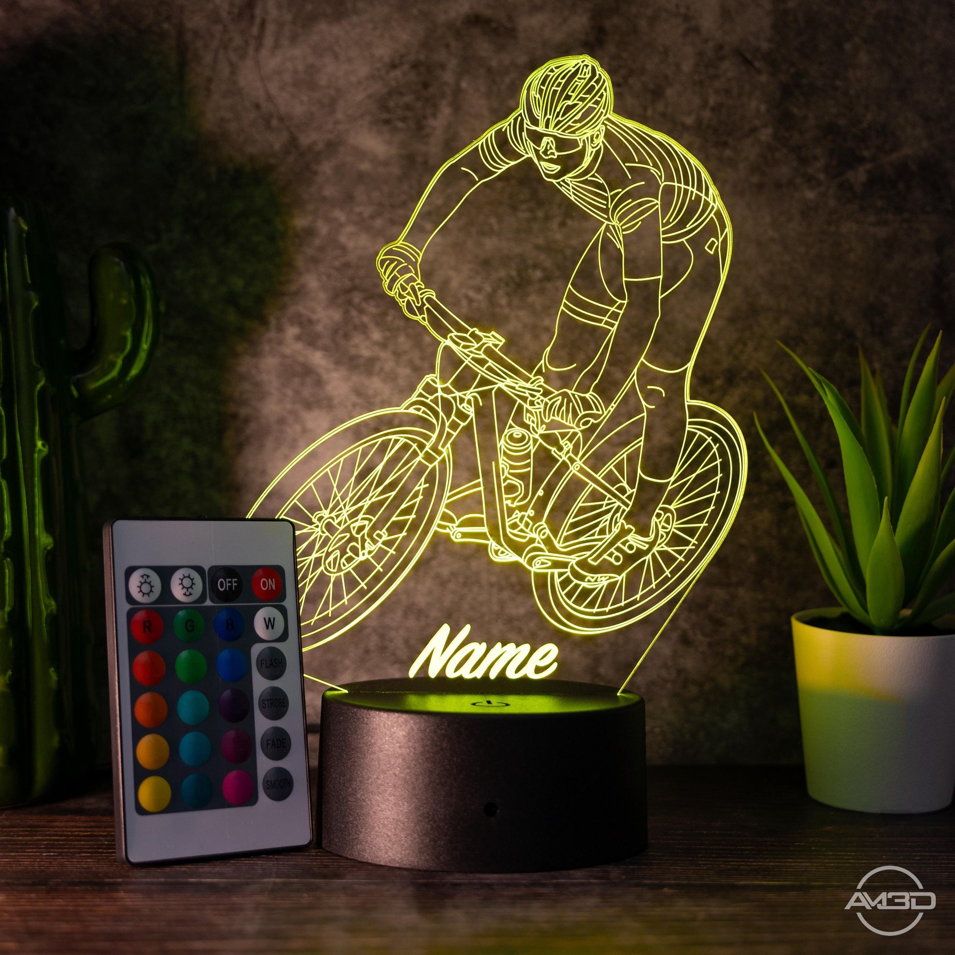 Personalisierbare LED - Lampe "Mountainbiker" das perfekte Geschenk für Sportfans! - AM3D Shop
