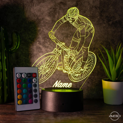 Personalisierbare LED - Lampe "Mountainbiker" das perfekte Geschenk für Sportfans! - AM3D Shop