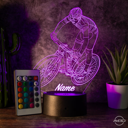 Personalisierbare LED - Lampe "Mountainbiker" das perfekte Geschenk für Sportfans! - AM3D Shop