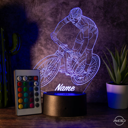 Personalisierbare LED - Lampe "Mountainbiker" das perfekte Geschenk für Sportfans! - AM3D Shop