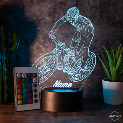 Personalisierbare LED - Lampe "Mountainbiker" das perfekte Geschenk für Sportfans! - AM3D Shop