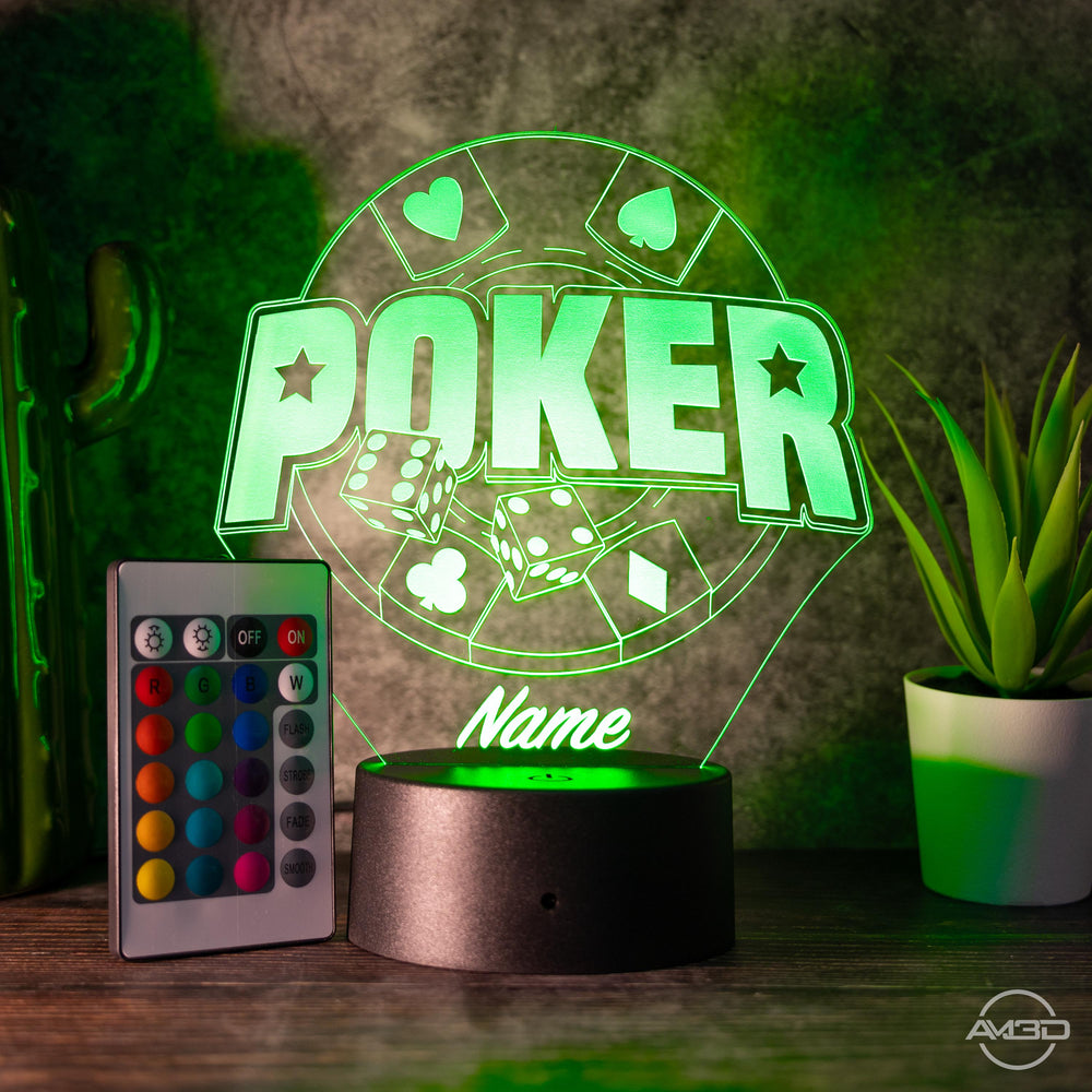 Personalisierbare LED - Lampe "Poker Casino" das perfekte Highlight für Spielefans! - AM3D Shop