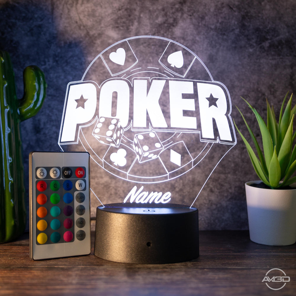 Personalisierbare LED - Lampe "Poker Casino" das perfekte Highlight für Spielefans! - AM3D Shop