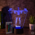 Personalisierbare LED Tischlampe aus Acryl "Gewichtheber" - AM3D Shopmit Kunststoffsockel
