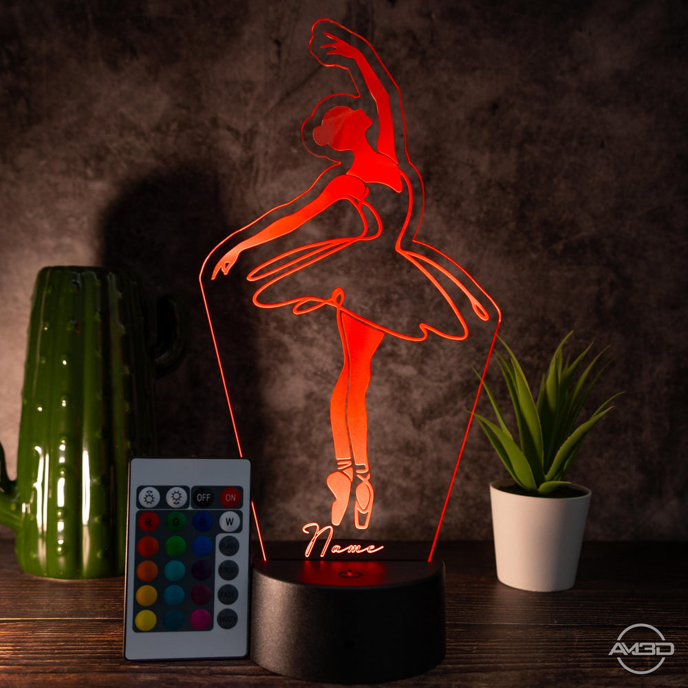 personalisierte Lampe Ballerina, Ballett Nachtlicht fürs Kinderzimmer / Tischlampe LED Acryl - AM3D Shop