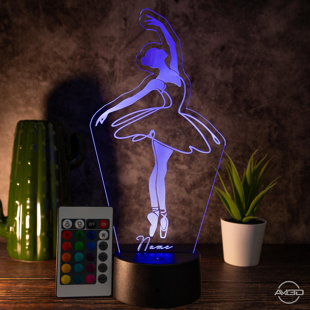 personalisierte Lampe Ballerina, Ballett Nachtlicht fürs Kinderzimmer / Tischlampe LED Acryl - AM3D Shop