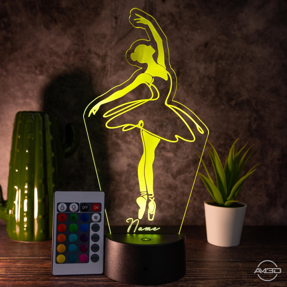 personalisierte Lampe Ballerina, Ballett Nachtlicht fürs Kinderzimmer / Tischlampe LED Acryl - AM3D Shop