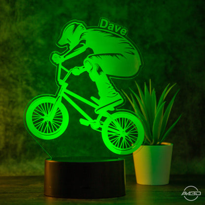 personalisierte Lampe BMX Nachtlicht fürs Kinderzimmer / Tischlampe LED Acryl - AM3D Shopmit Kunststoffsockel