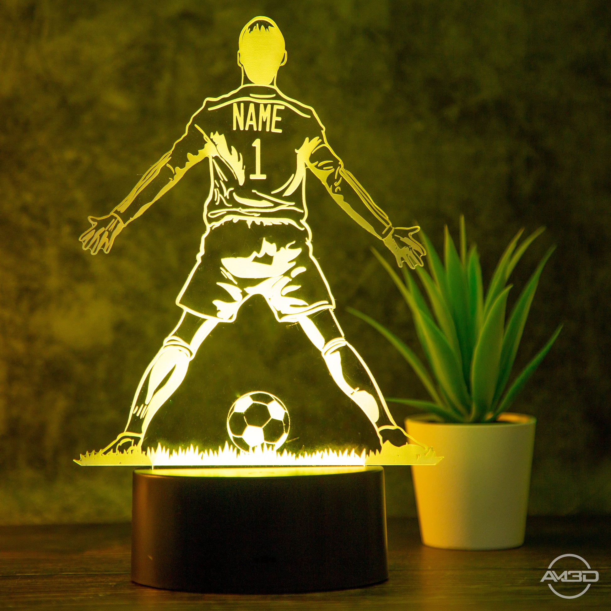 Personalisierte Tischlampe Fußballer - AM3D Shopmit Kunststoffsockel