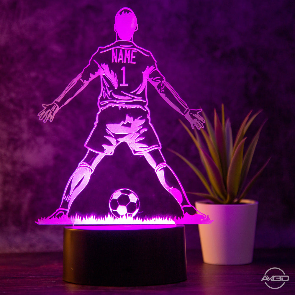 Personalisierte Tischlampe Fußballer - AM3D Shopmit Kunststoffsockel