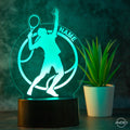 personalisierte Tischlampe Tennisspieler LED Nachtlicht aus Acryl - AM3D Shopmit Kunststoffsockel