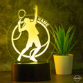 personalisierte Tischlampe Tennisspieler LED Nachtlicht aus Acryl - AM3D Shopmit Kunststoffsockel
