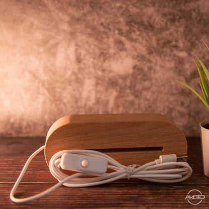 Personalisiertes Geschenk für Partner: LED - Lampe mit Gravur für Jahrestag, Valentinstag oder Hochzeitstag - AM3D Shopmit Holzsockel 14cm