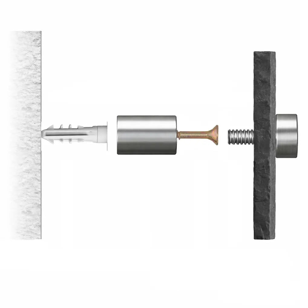 Personalisiertes Schiefer - Hausschild mit Gravur – Familienname – 25×12 cm – Edelstahl - Abstandhalter (20 mm) - AM3D Shop