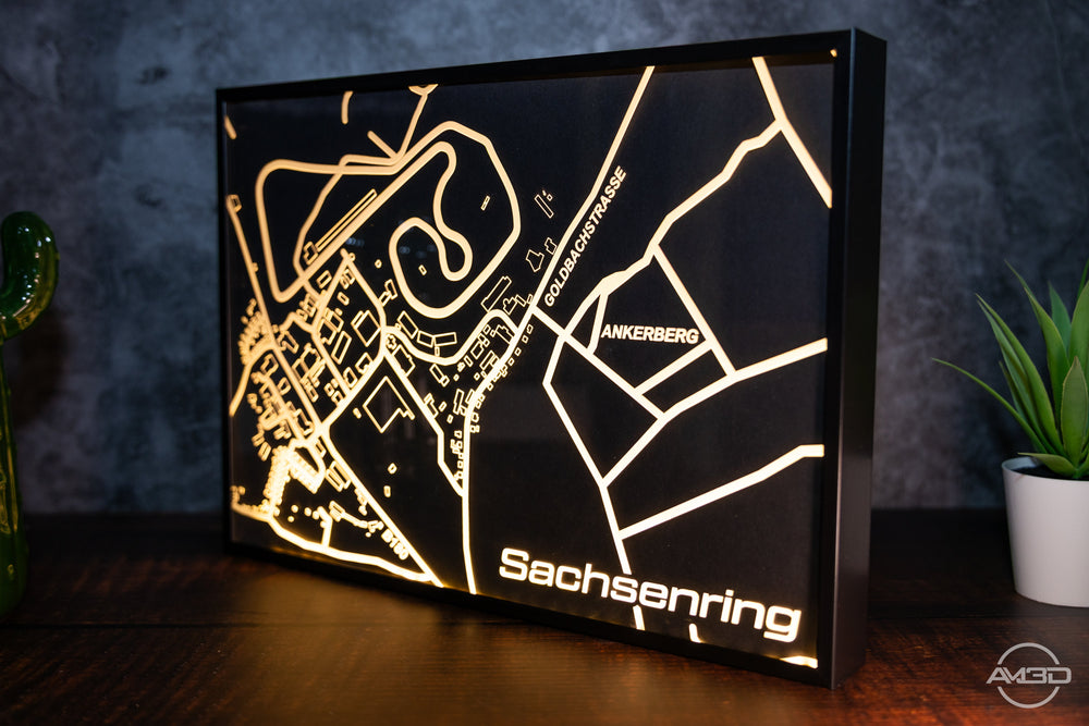 Sachsenring Karte als LED Bild - AM3D Shop
