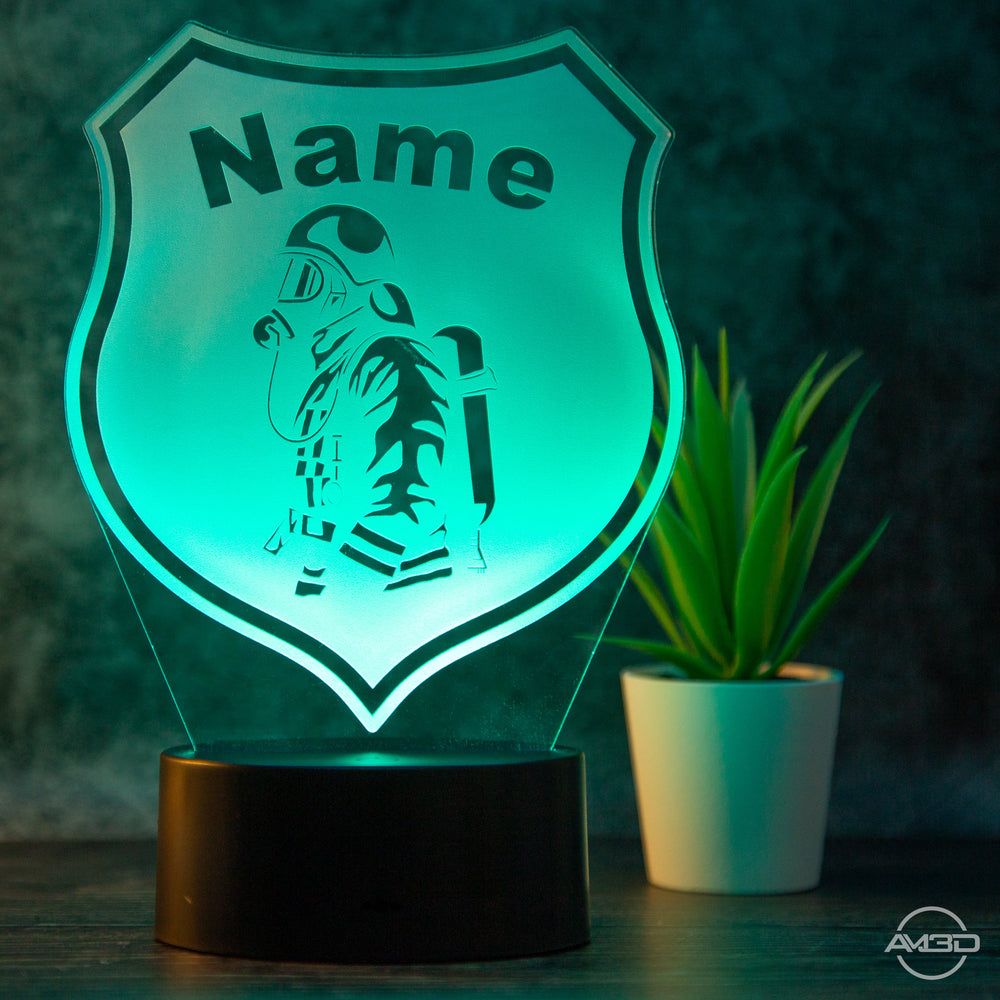 Tischlampe Feuerwehr - Wappen LED Nachtlicht aus Acryl - AM3D Shopmit Kunststoffsockel