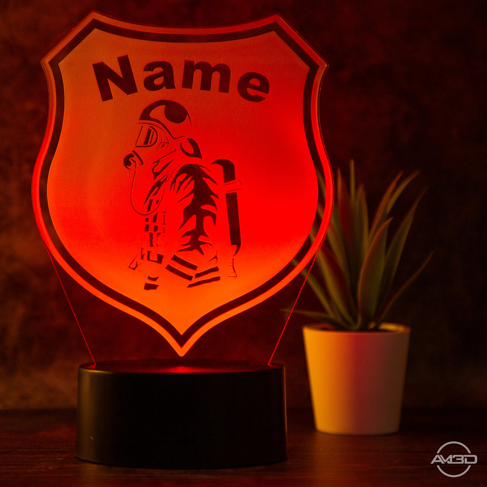 Tischlampe Feuerwehr - Wappen LED Nachtlicht aus Acryl - AM3D Shopmit Kunststoffsockel