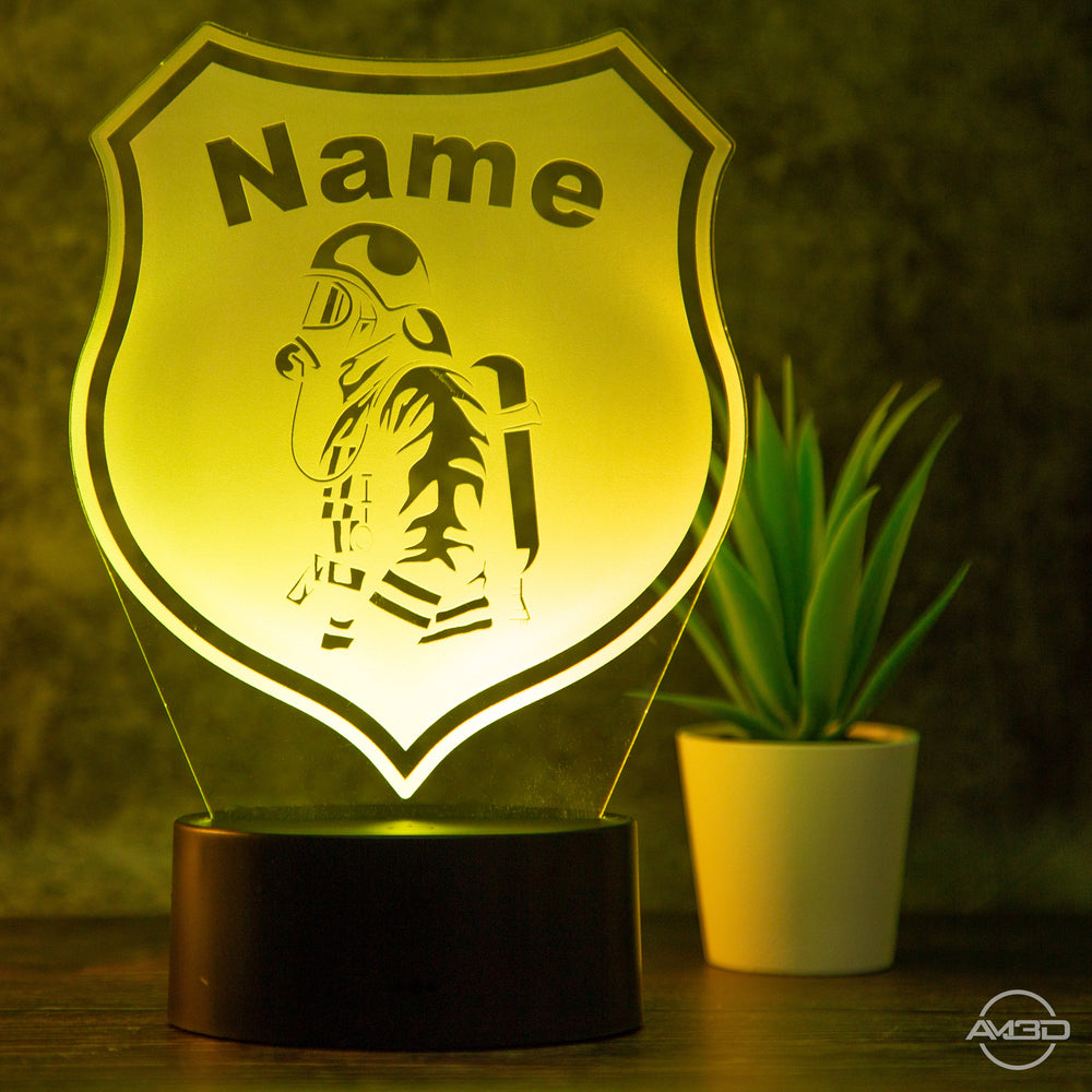 Tischlampe Feuerwehr - Wappen LED Nachtlicht aus Acryl - AM3D Shopmit Kunststoffsockel