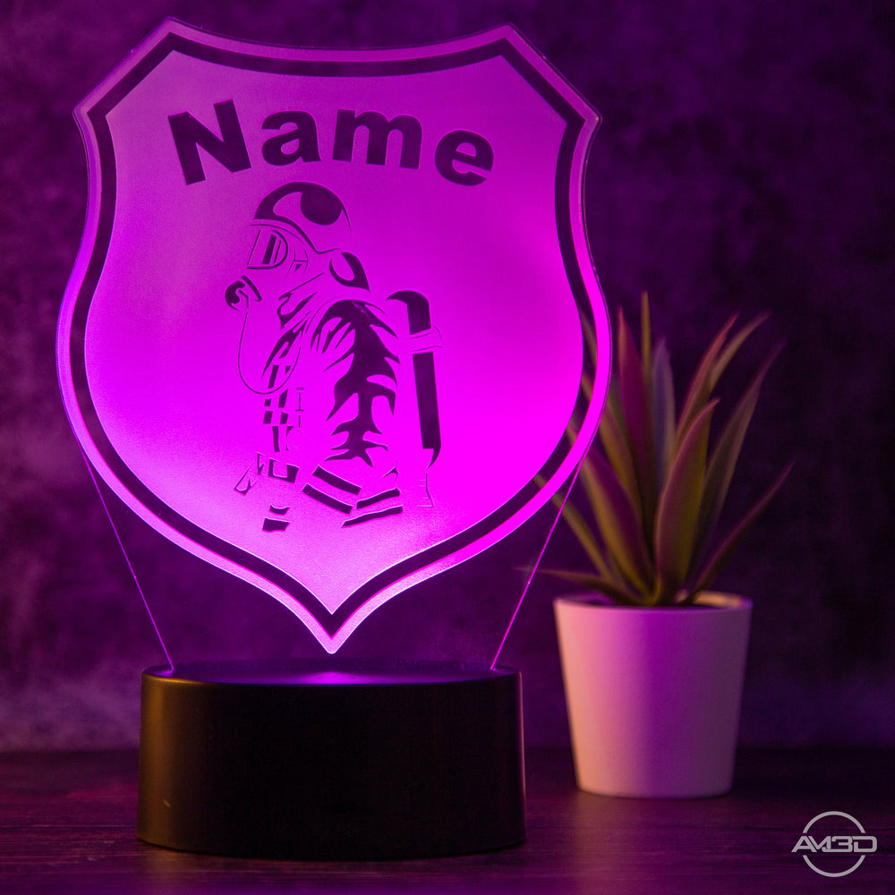 Tischlampe Feuerwehr - Wappen LED Nachtlicht aus Acryl - AM3D Shopmit Kunststoffsockel