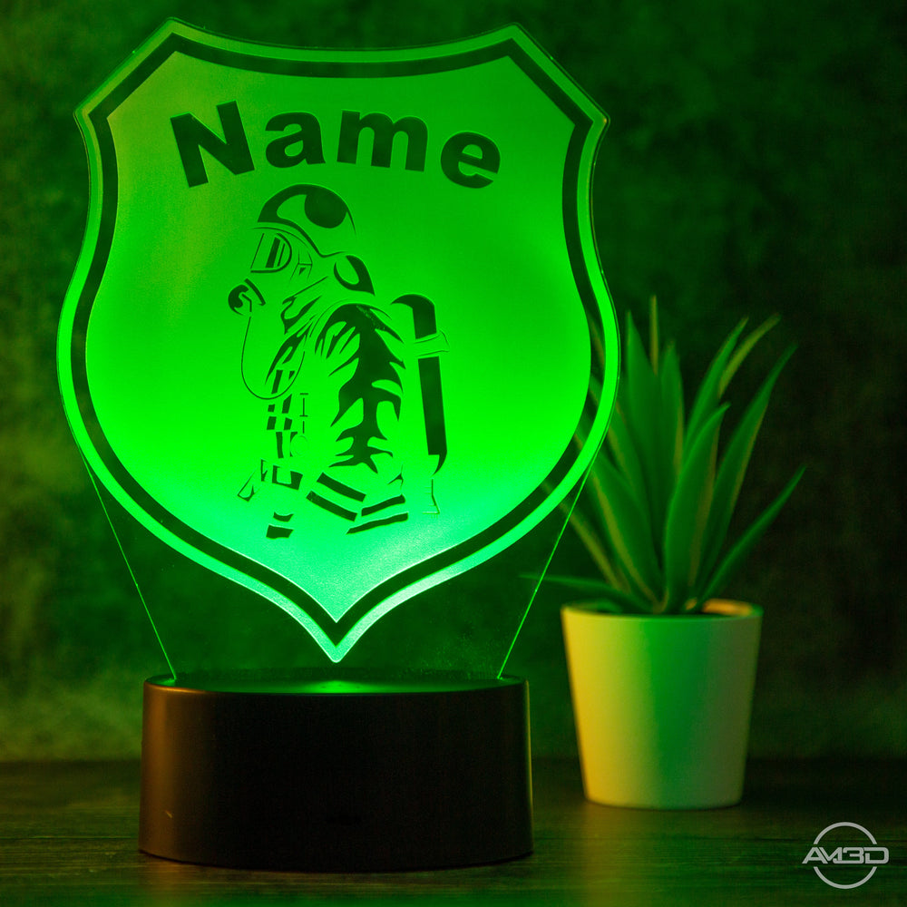Tischlampe Feuerwehr - Wappen LED Nachtlicht aus Acryl - AM3D Shopmit Kunststoffsockel