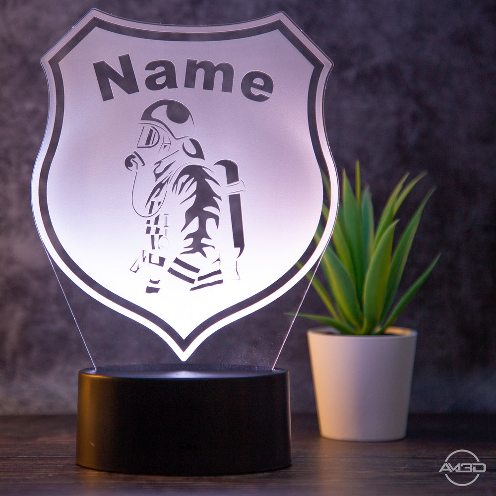 Tischlampe Feuerwehr - Wappen LED Nachtlicht aus Acryl - AM3D Shopmit Kunststoffsockel