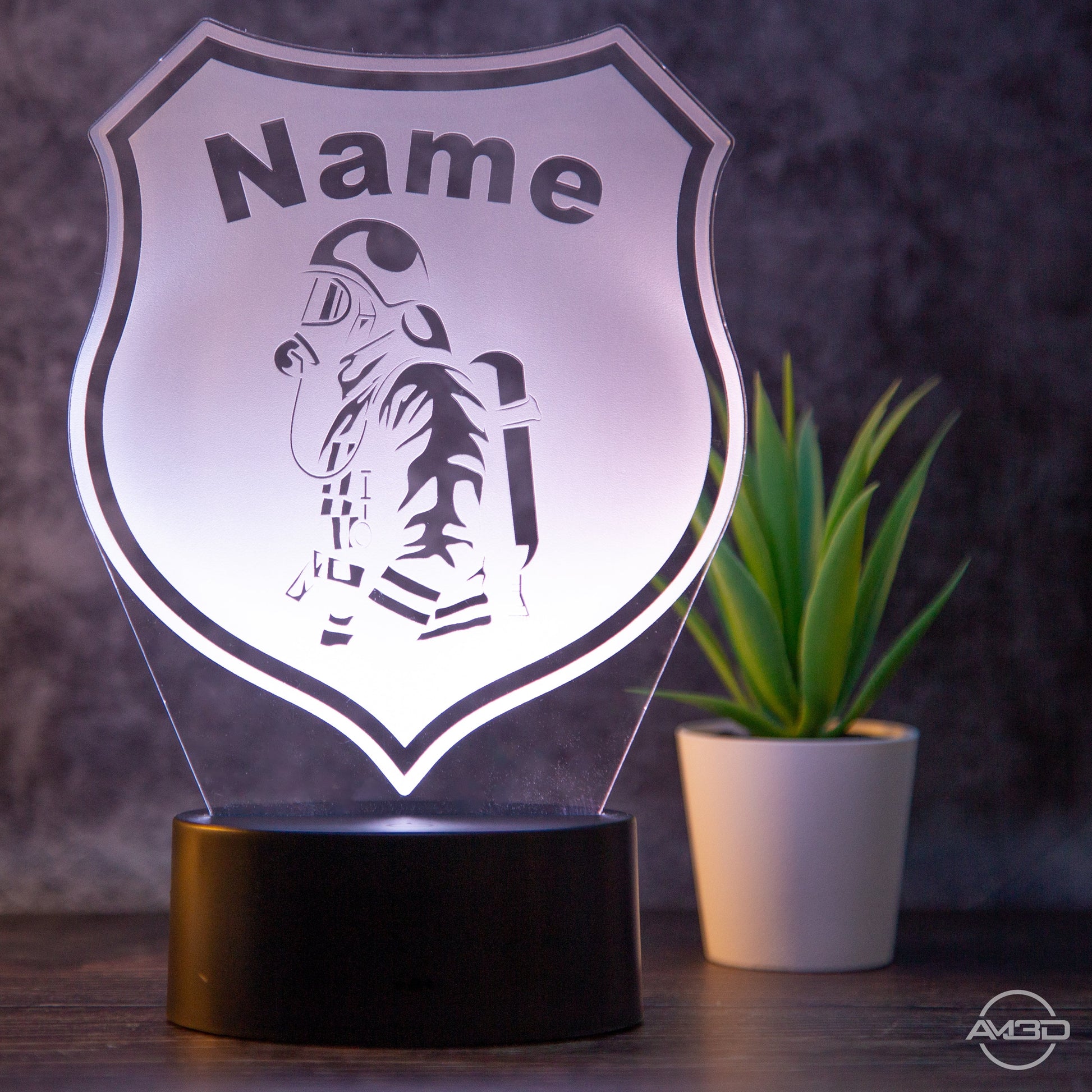 Tischlampe Feuerwehr - Wappen LED Nachtlicht aus Acryl - AM3D Shopmit Kunststoffsockel