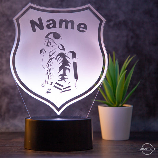 Tischlampe Feuerwehr - Wappen LED Nachtlicht aus Acryl - AM3D Shopmit Kunststoffsockel