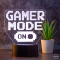 Tischlampe Gaming für Kinderzimmer - Gamer Mode On - LED Nachtlicht aus Acryl, Gamer Geschenk - AM3D Shopmit Kunststoffsockel