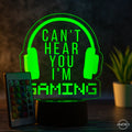 Tischlampe Gaming für Kinderzimmer - I can’t hear you - LED Nachtlicht aus Acryl - AM3D Shopmit Kunststoffsockel