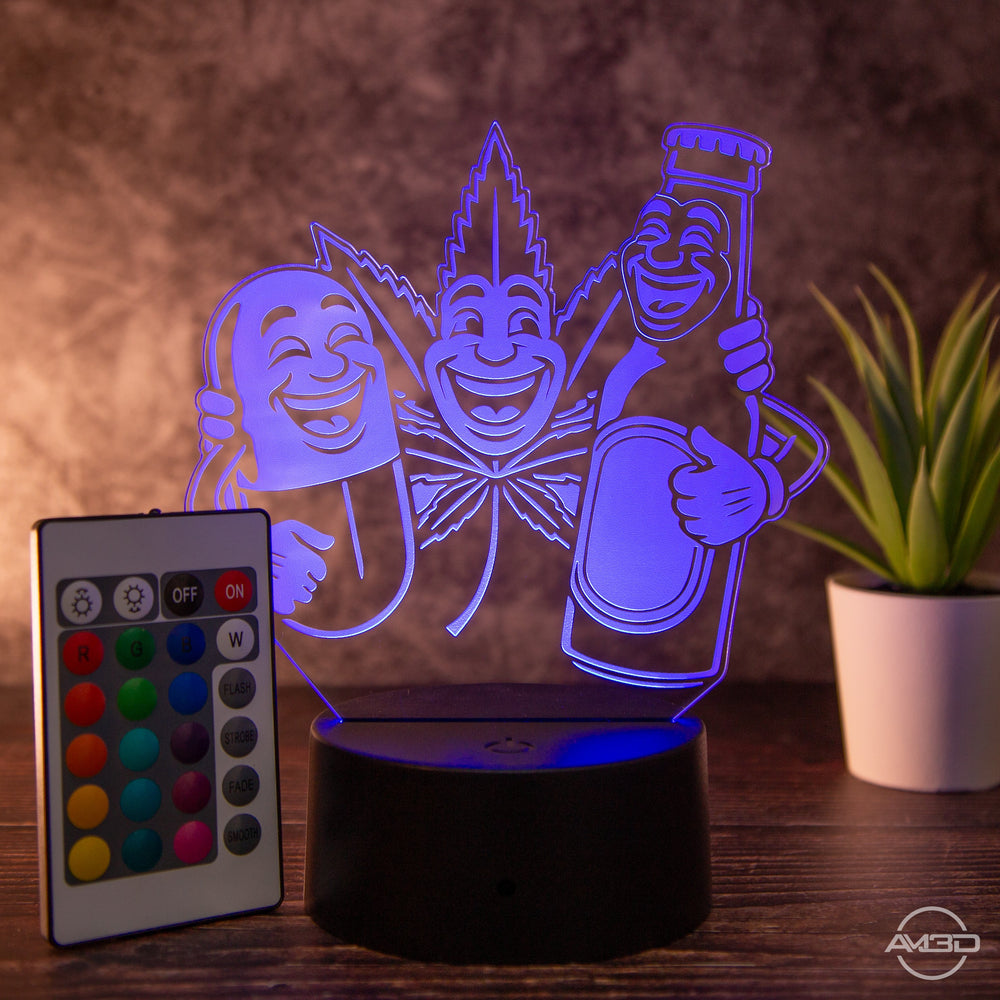 Tischlampe, Lampe Weed / 420 / Mary Jane/ Bier / Pillen/ Best Friends/ Geschenk Weed - AM3D Shopmit Kunststoffsockel