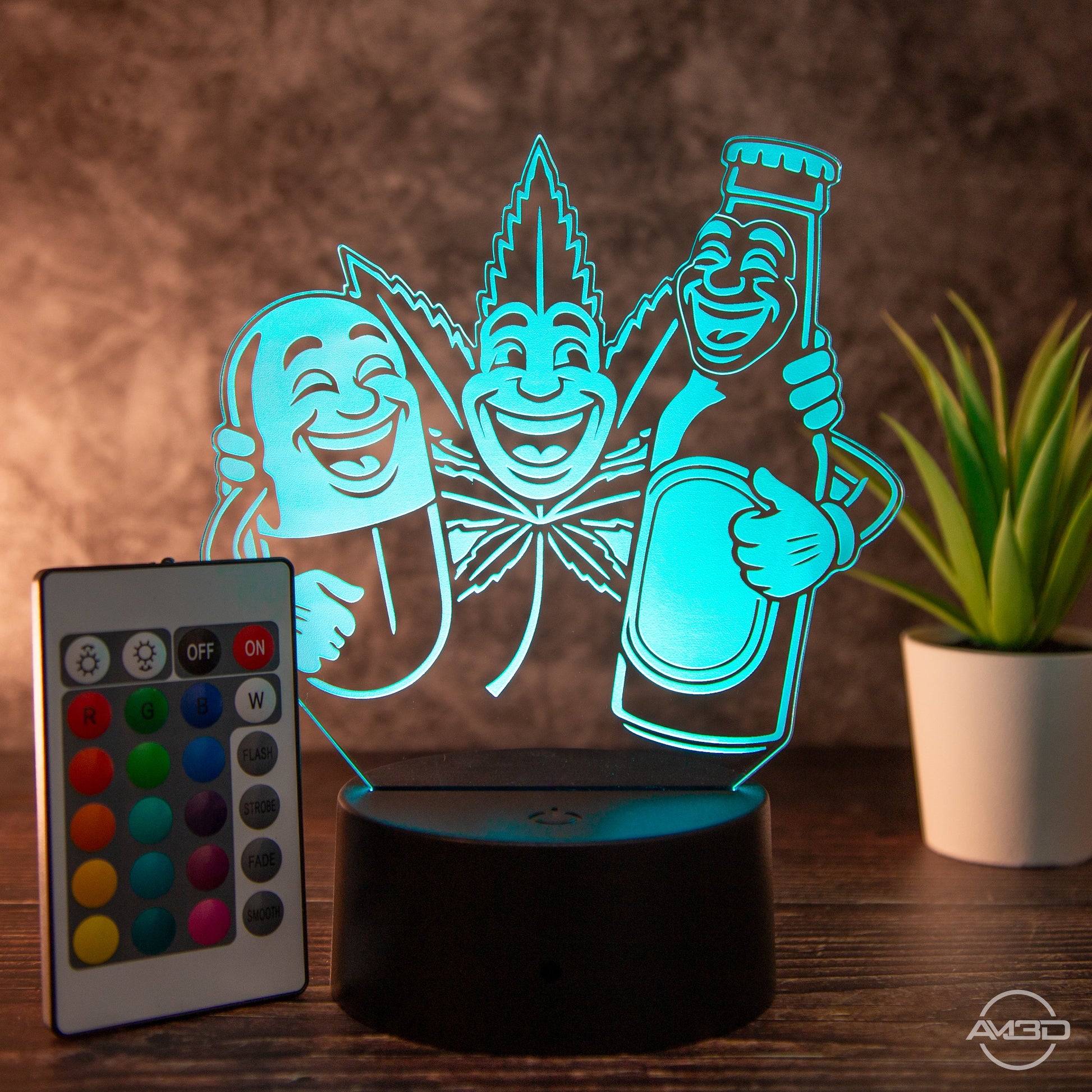 Tischlampe, Lampe Weed / 420 / Mary Jane/ Bier / Pillen/ Best Friends/ Geschenk Weed - AM3D Shopmit Kunststoffsockel