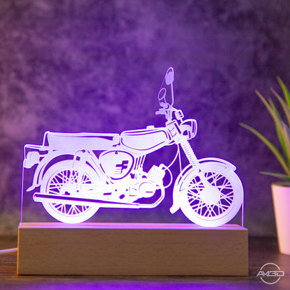 Tischlampe Moped Oldtimer / Osten / Vintage / DDR - AM3D Shopmit Holzsockel 15cm