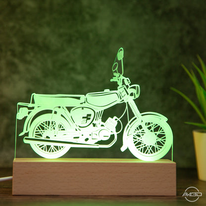 Tischlampe Moped Oldtimer / Osten / Vintage / DDR - AM3D Shopmit Holzsockel 15cm